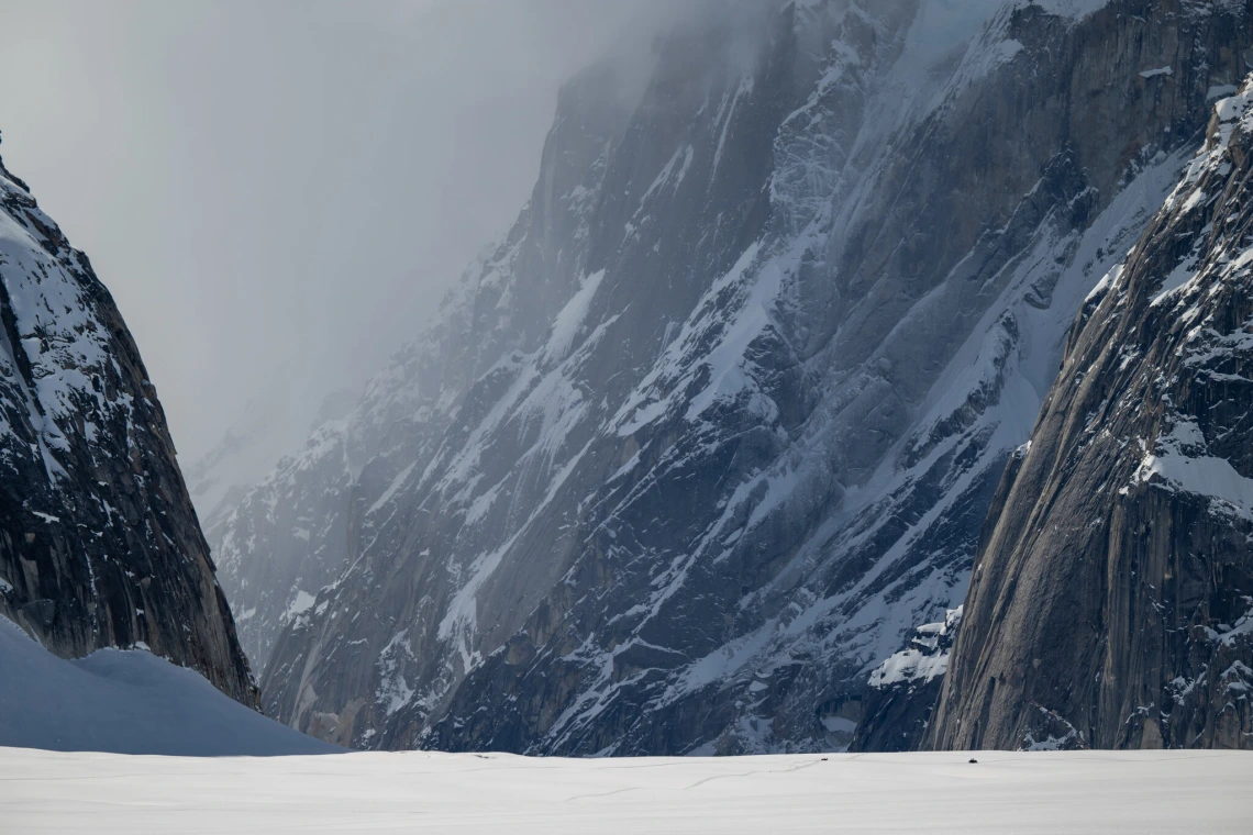 The research team was dwarfed by nearly mile-high walls around the Great Gorge.