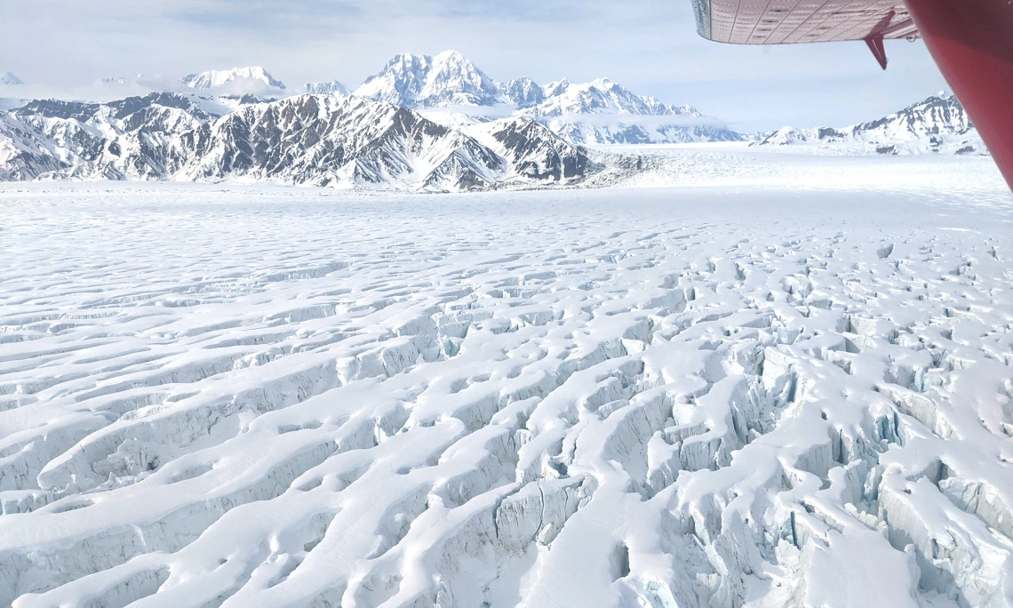 One of Alaska's most iconic glaciers, the Malaspina Glacier spills out from the St. Elias Mountains onto the coastal plain as a "pancake of ice".