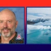 LEFT: University of Arizona planetary scientist Jack Holt. RIGHT: Melting glacier ice in Greenland.